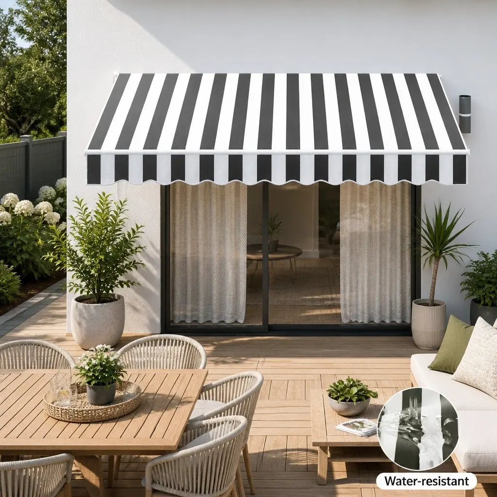 Retractable Folding Arm Awning for Patio Garden 4M x 3M Grey