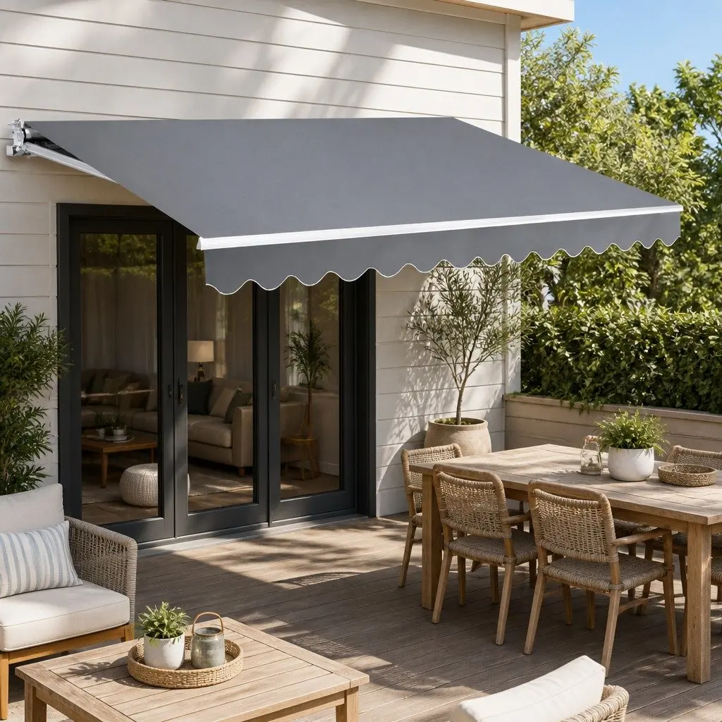 Motorised Retractable Folding Arm Awning for Patio Garden 4M x 3M Sunshade