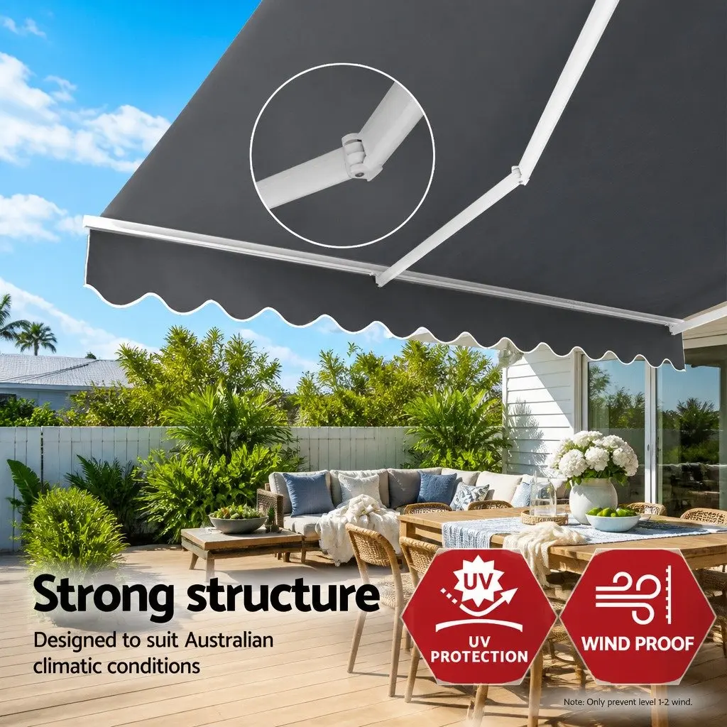 Motorised Retractable Folding Arm Awning for Patio Garden 4M x 3M Sunshade