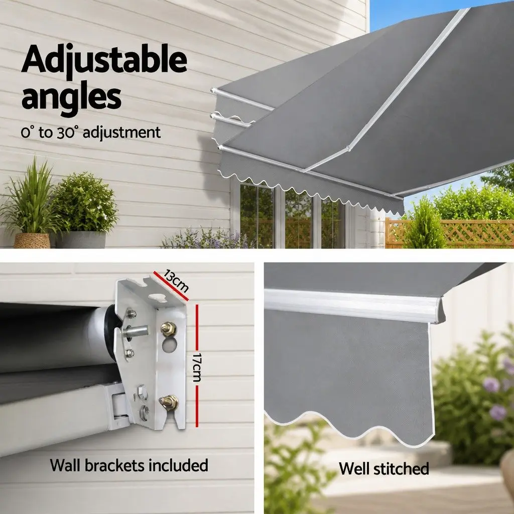 Motorised Retractable Folding Arm Awning for Patio Garden 4M x 3M Sunshade