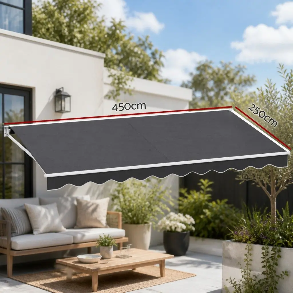 Retractable Folding Arm Awning Motorised Sunshade Patio Garden 4.5M x 2.5M
