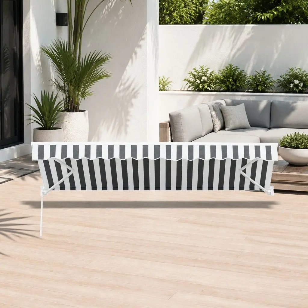 Retractable Folding Arm Awning Motorised Remote Control Sunshade Patio Deck Outdoor 4.5m x 3m