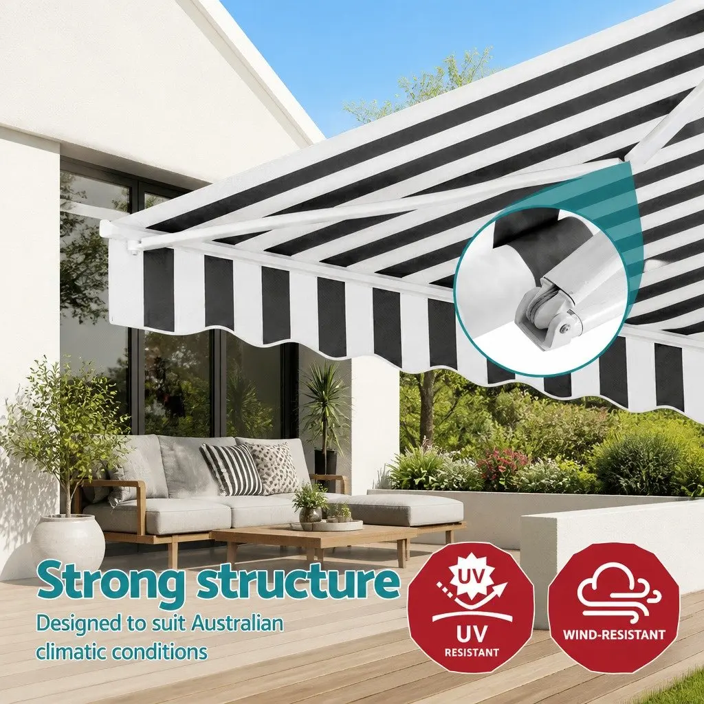 Retractable Folding Arm Awning Motorised Remote Control Sunshade Patio Deck Outdoor 4.5m x 3m
