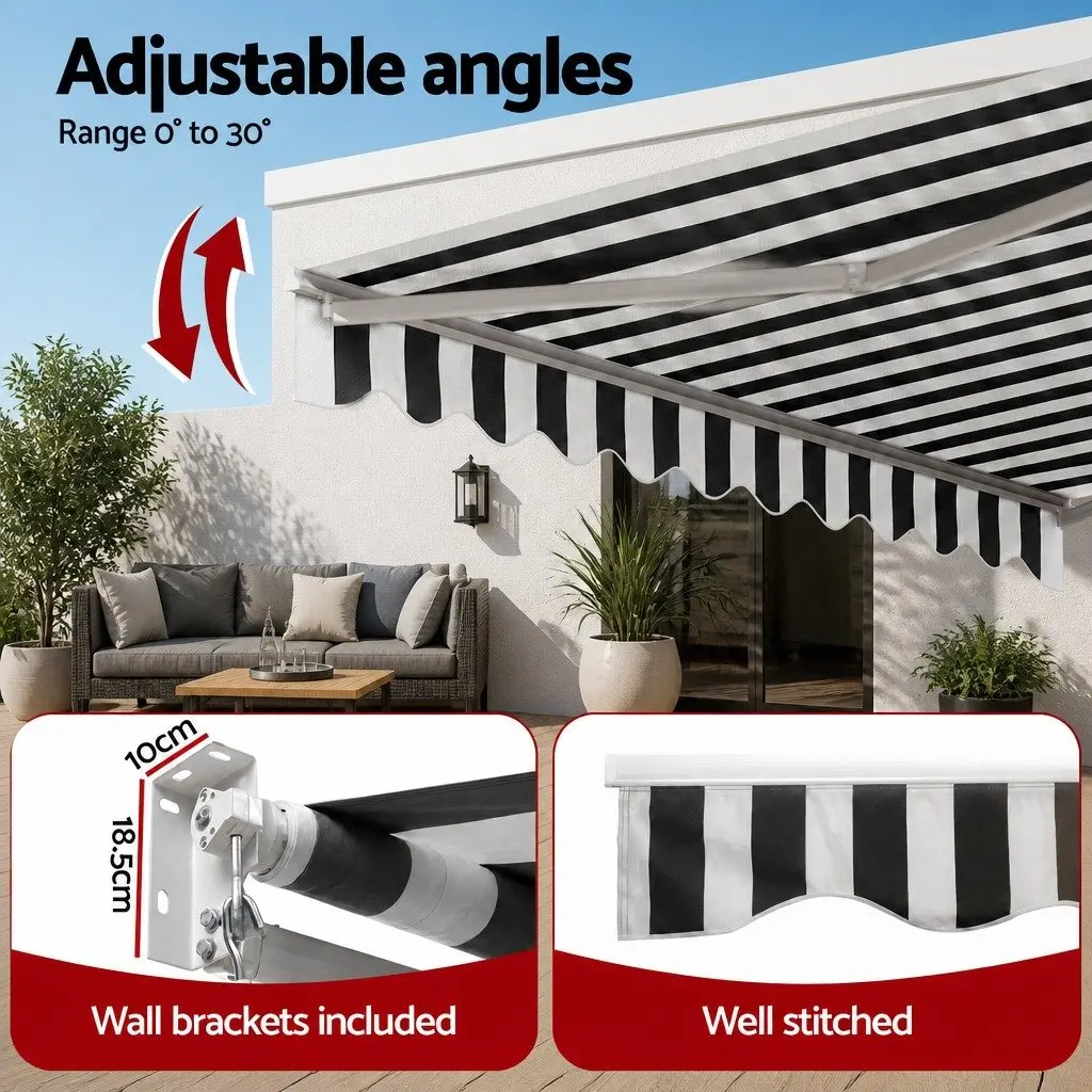 Retractable Folding Arm Awning Motorised Remote Control Sunshade Patio Deck Outdoor 4.5m x 3m