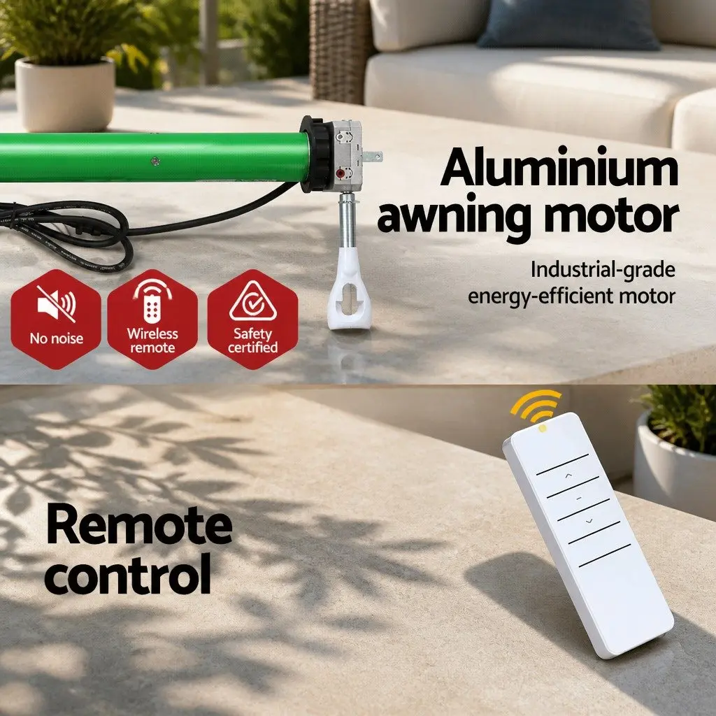 Folding Arm Awning Replacement Motor 230V Remote Control 40NM Green