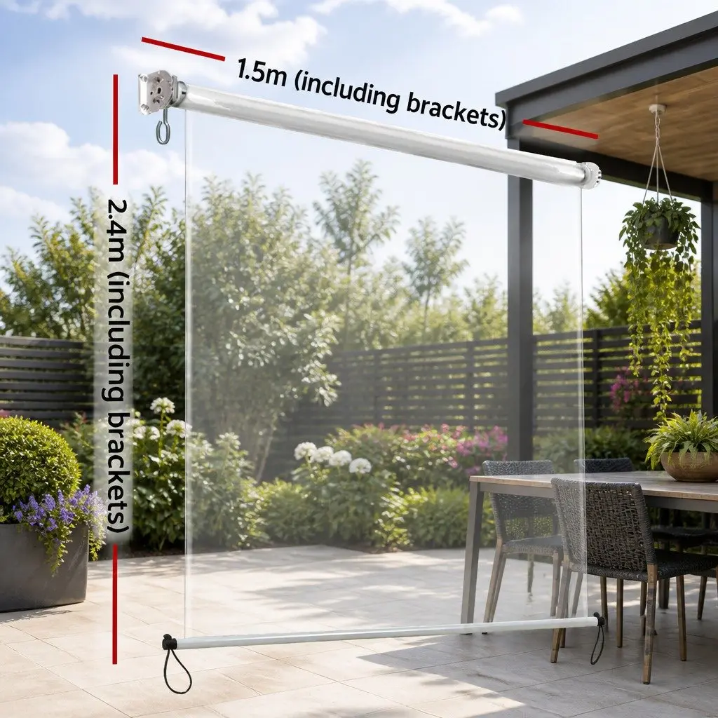 Retractable Outdoor Awning Roll Down Blinds Screen Patio Shade Hand Crank