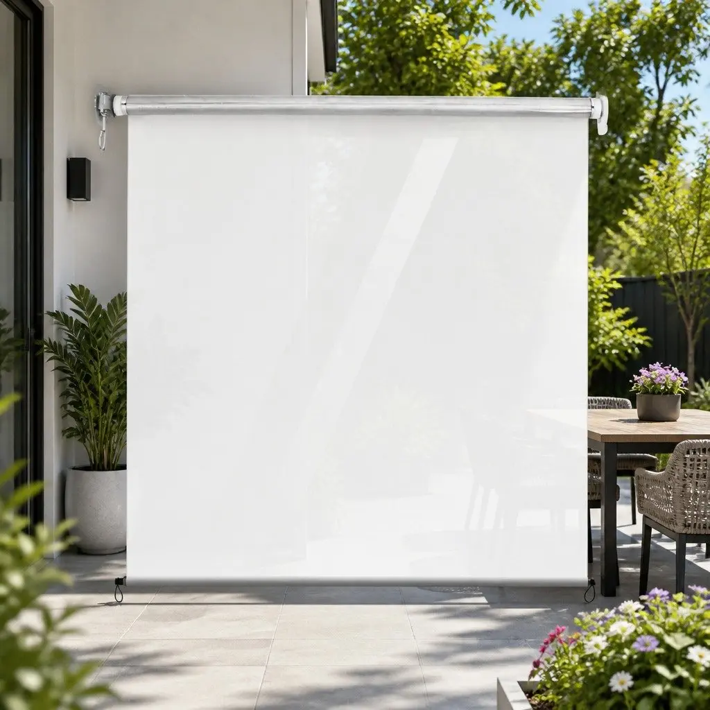 Retractable Outdoor Awning Roll Down Blinds Screen Patio Shade Hand Crank