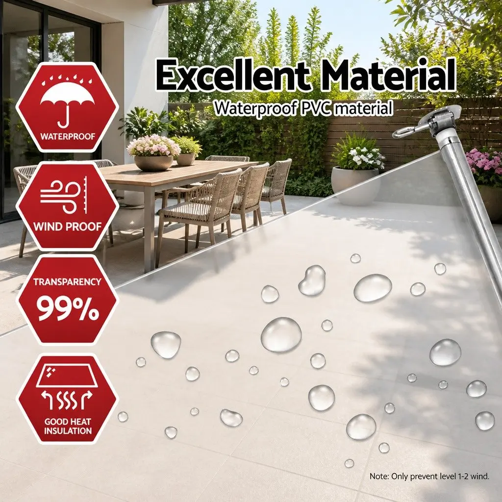 Retractable Outdoor Awning Roll Down Blinds Screen Patio Shade Hand Crank