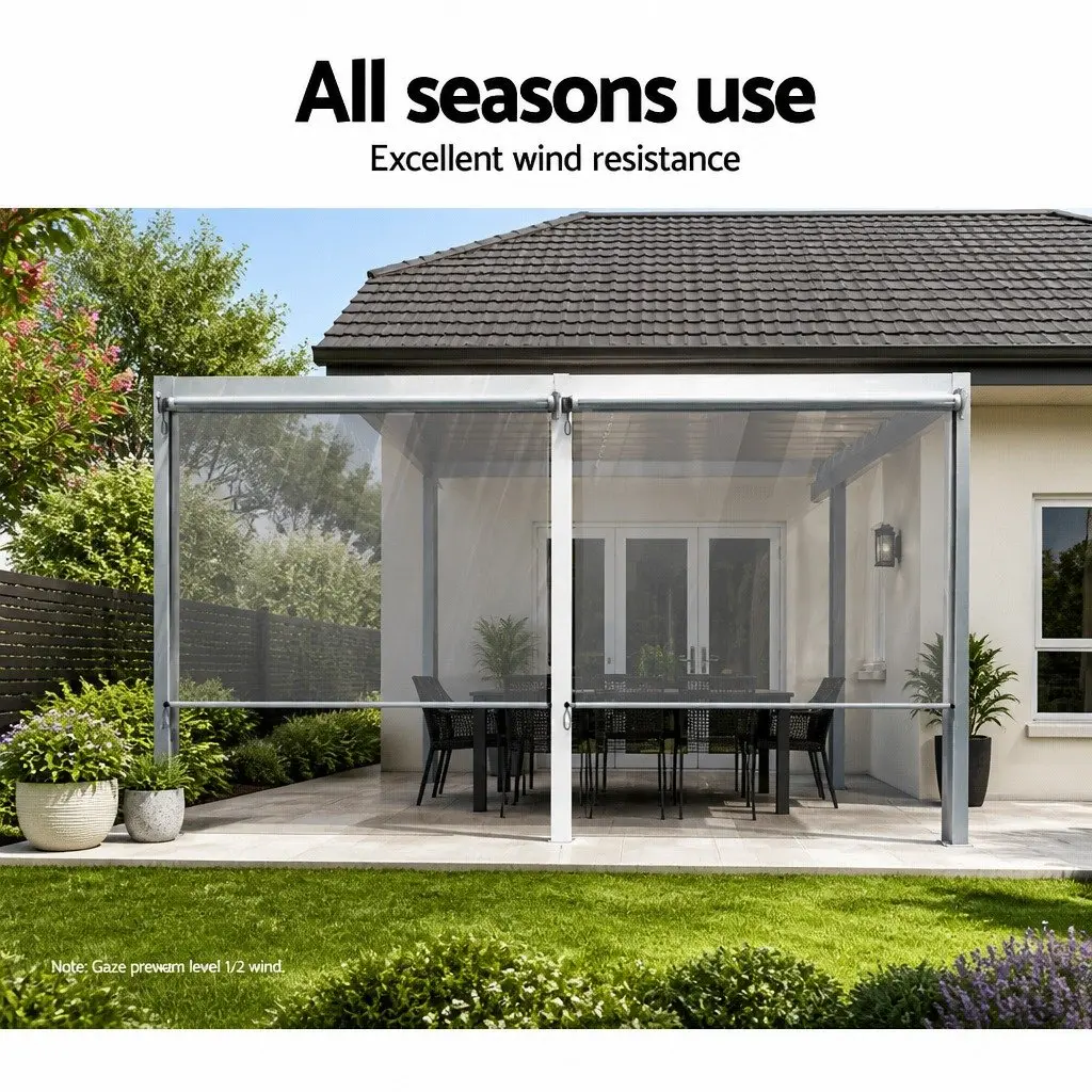Retractable Outdoor Awning Roll Down Blinds Screen Patio Shade Hand Crank