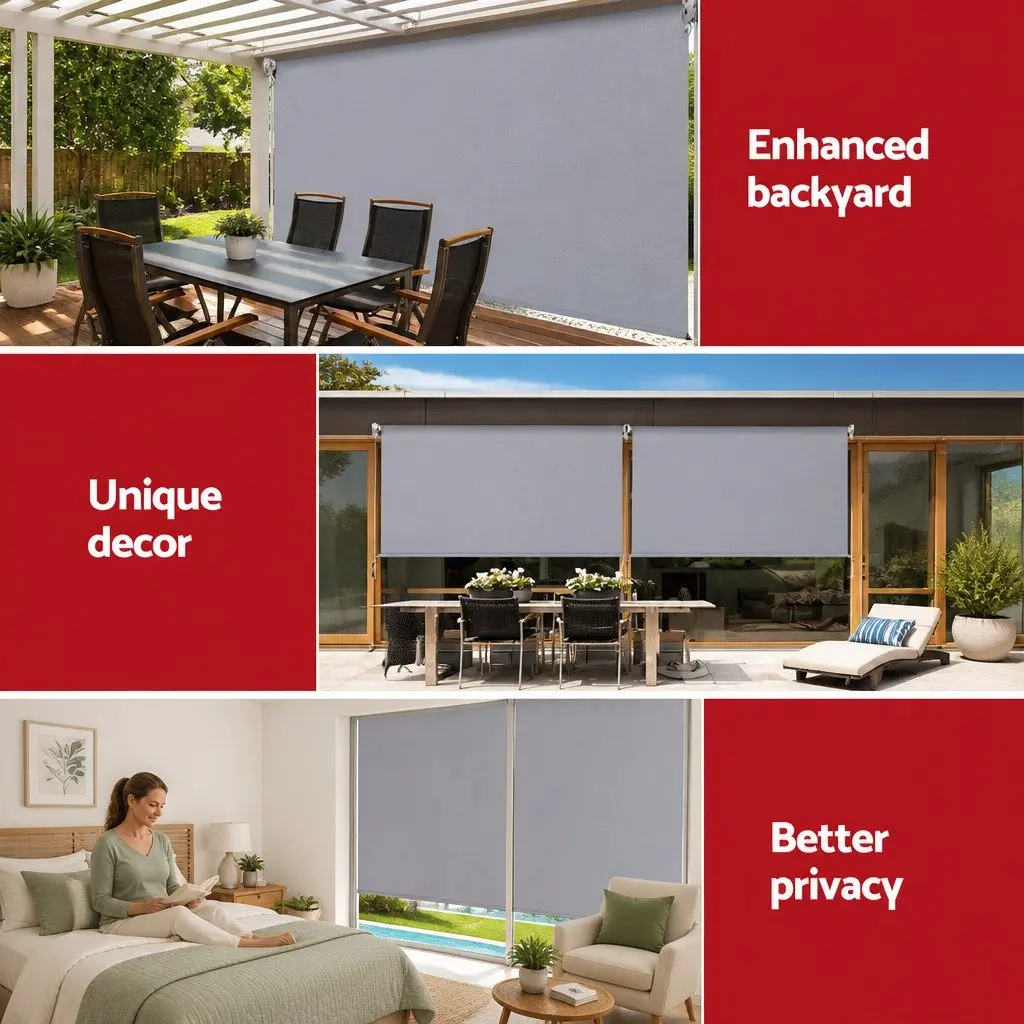 Retractable Screen Awning Outdoor Use 3m x 2.5m Grey