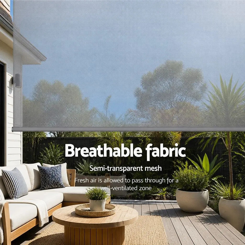 Retractable Screen Awning Outdoor Use 3m x 2.5m Grey