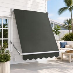 1.5m x 2.1m Grey Retractable Awning with Aluminum Frame