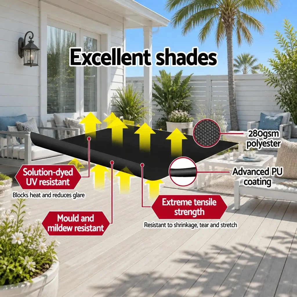 Retractable Awning for Outdoors 1.5m x 2.1m Grey Shade Aluminum Frame Polyester Fabric