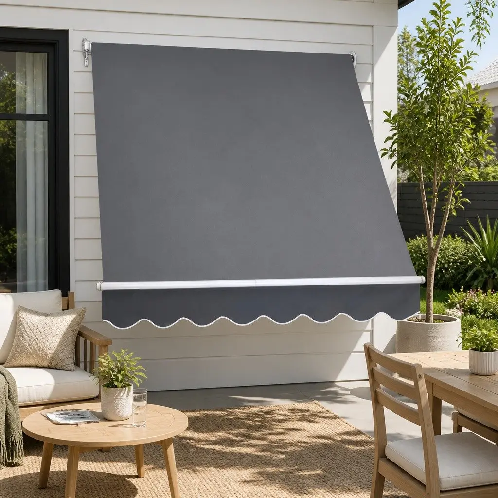Retractable Pivot Arm Awning Outdoor Use 1.8x2.1m Grey