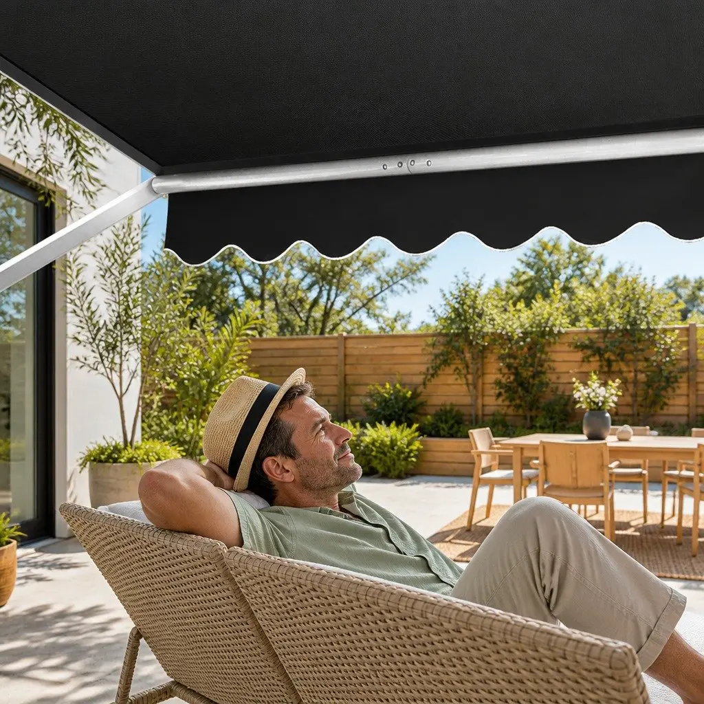 Retractable Pivot Arm Awning Outdoor Use 1.8x2.1m Grey