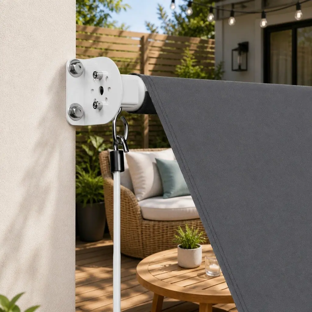 Retractable Pivot Arm Awning Outdoor Shade 2.1X2.1M Grey