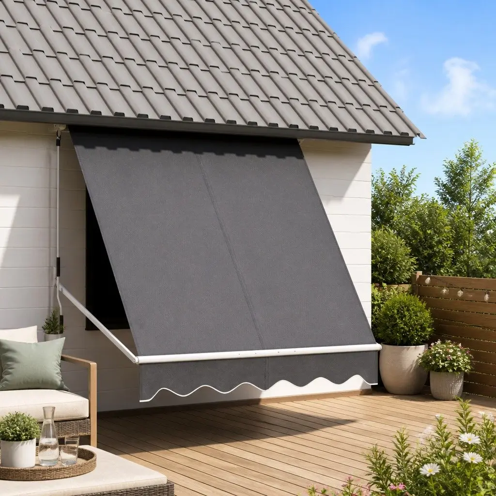 Retractable Pivot Arm Awning Outdoor Shade 2.1X2.1M Grey