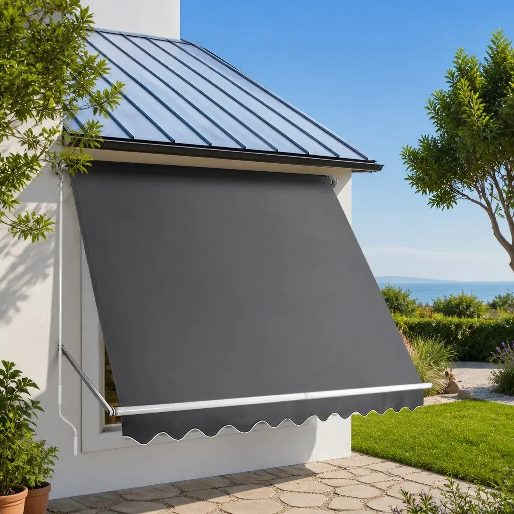 Retractable Pivot Arm Awning Outdoor Patio 2.8X2.1M Grey