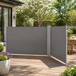 Retractable Side Awning 2x6M Grey: Steel Frame & Fabric