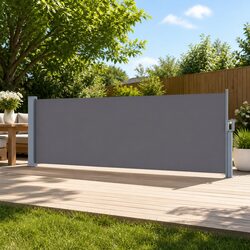 1M x 3M Grey Retractable Side Awning with Steel Frame