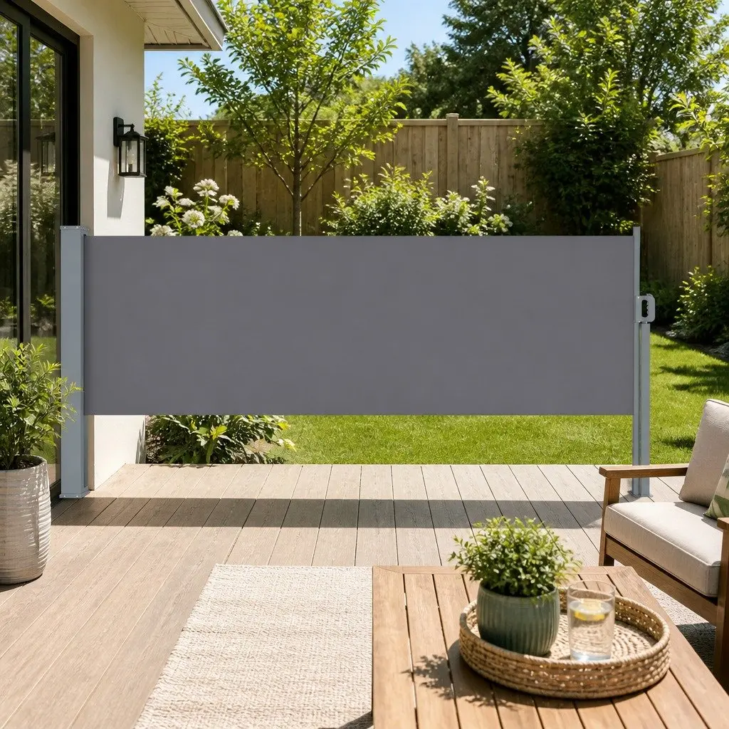 Retractable Side Awning Outdoor Screen Privacy Blind 1M x 3M Grey