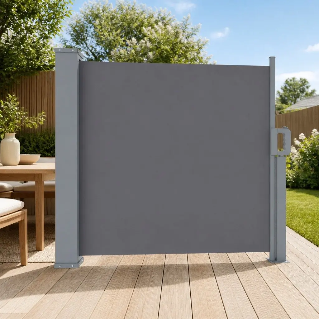 Retractable Side Awning Outdoor Screen Privacy Blind 1M x 3M Grey