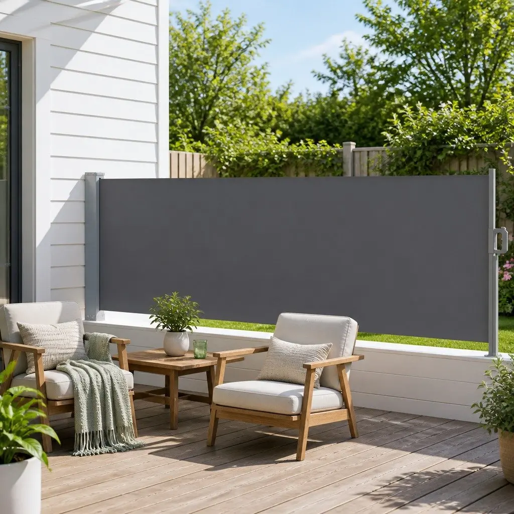Retractable Side Awning Outdoor Screen Privacy Blind 1M x 3M Grey
