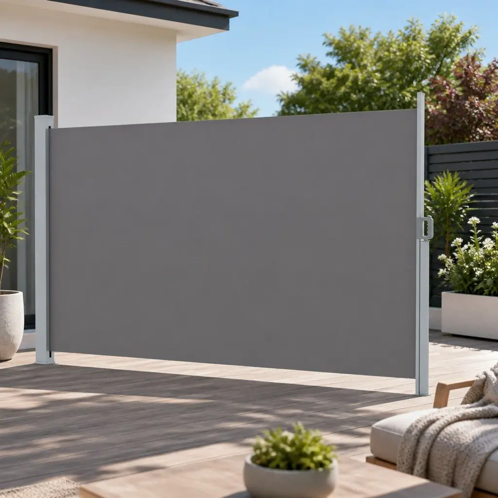 Retractable Side Awning Sun Shade Outdoor Privacy Screen 1.8x3M Grey Steel Frame