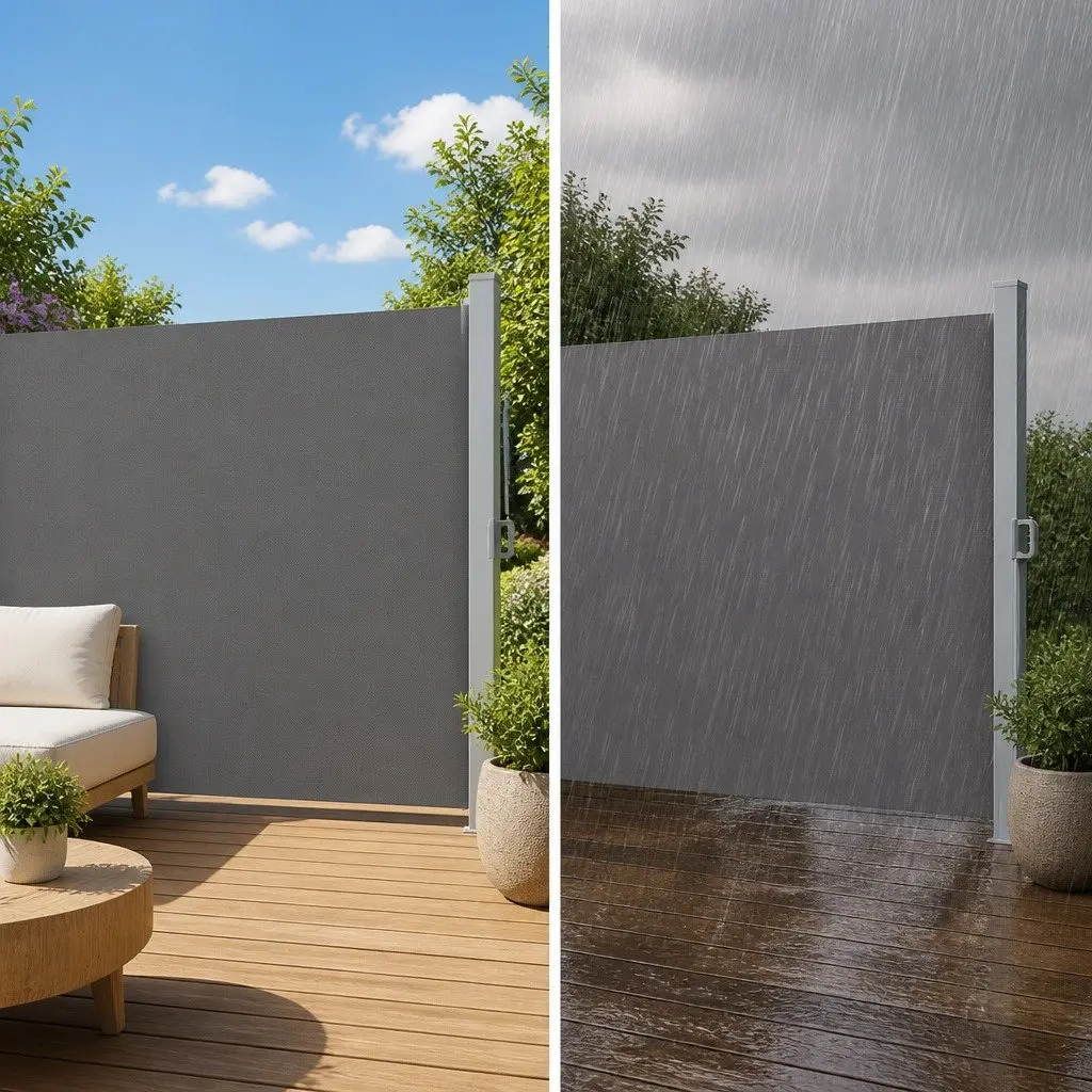 Retractable Side Awning Sun Shade Outdoor Privacy Screen 1.8x3M Grey Steel Frame