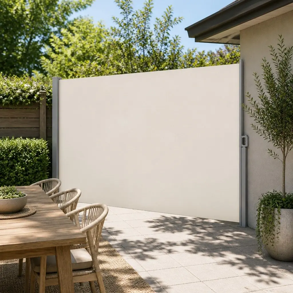 Retractable Side Awning Sun Shade Outdoor Screen 2m x 3m Cream Patio Garden