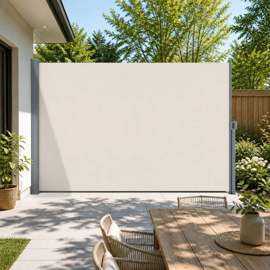 Retractable Side Awning Sun Shade Outdoor Screen 2m x 3m Cream Patio Garden