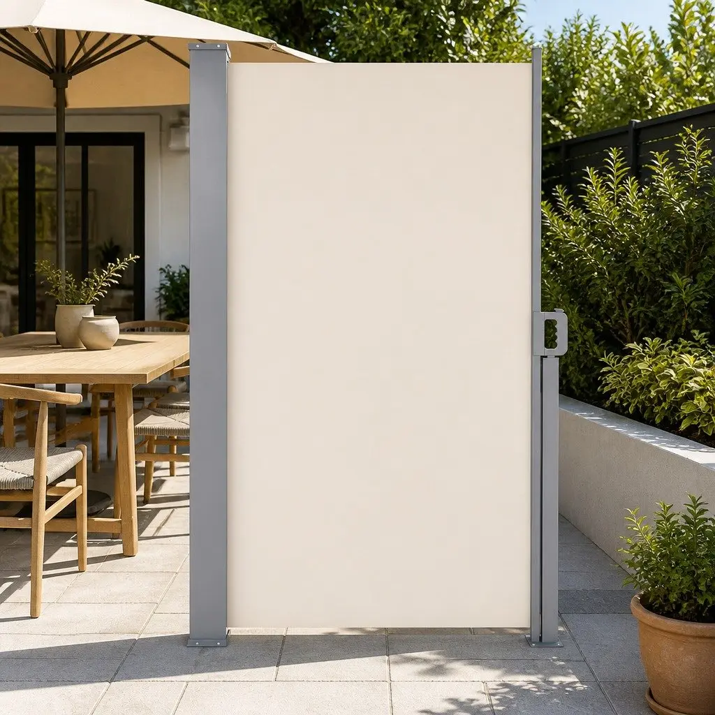 Retractable Side Awning Sun Shade Outdoor Screen 2m x 3m Cream Patio Garden