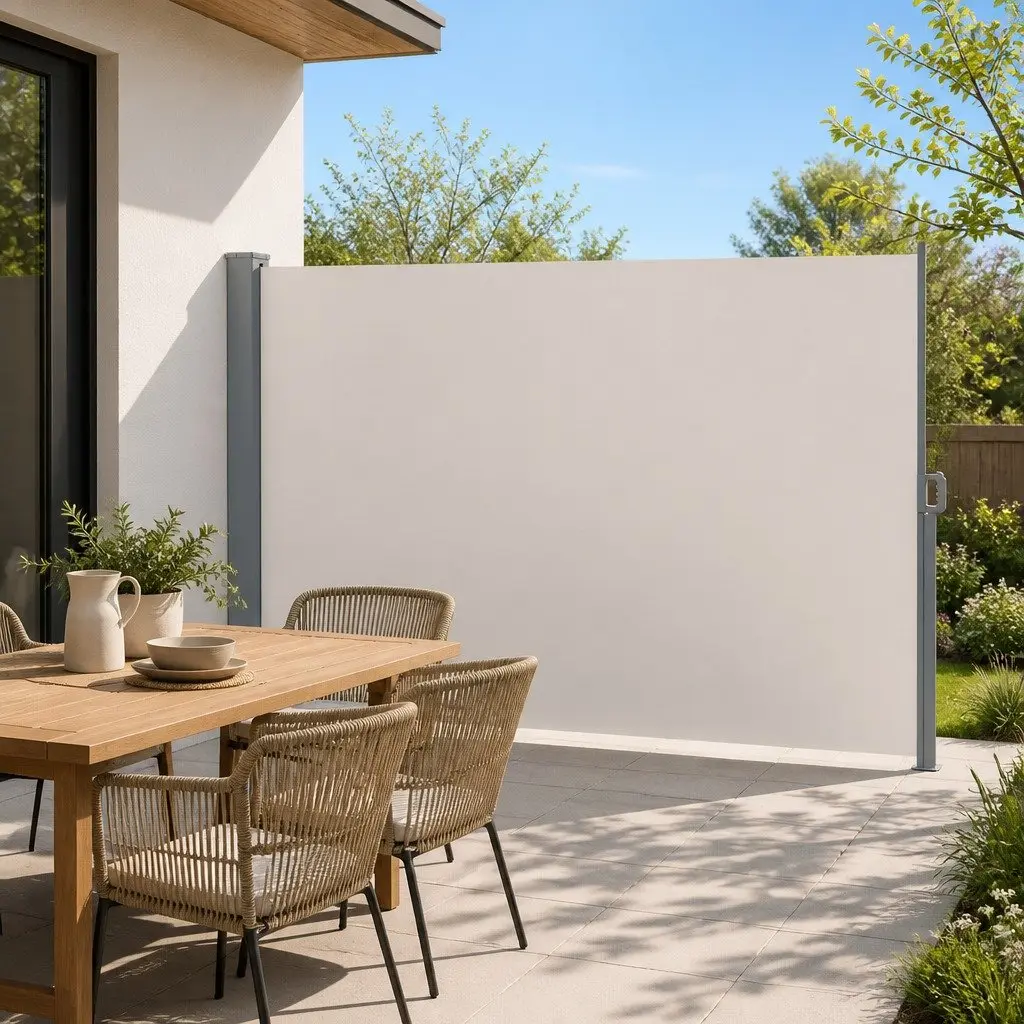 Retractable Side Awning Sun Shade Outdoor Screen 2m x 3m Cream Patio Garden