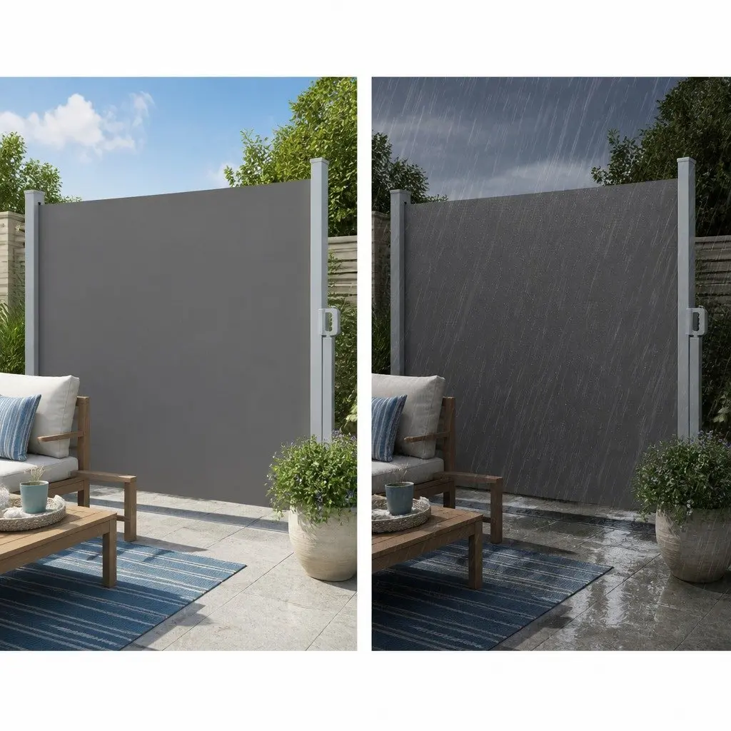 Retractable Awning Outdoor Privacy Screen Grey 2M x 3M for Patios