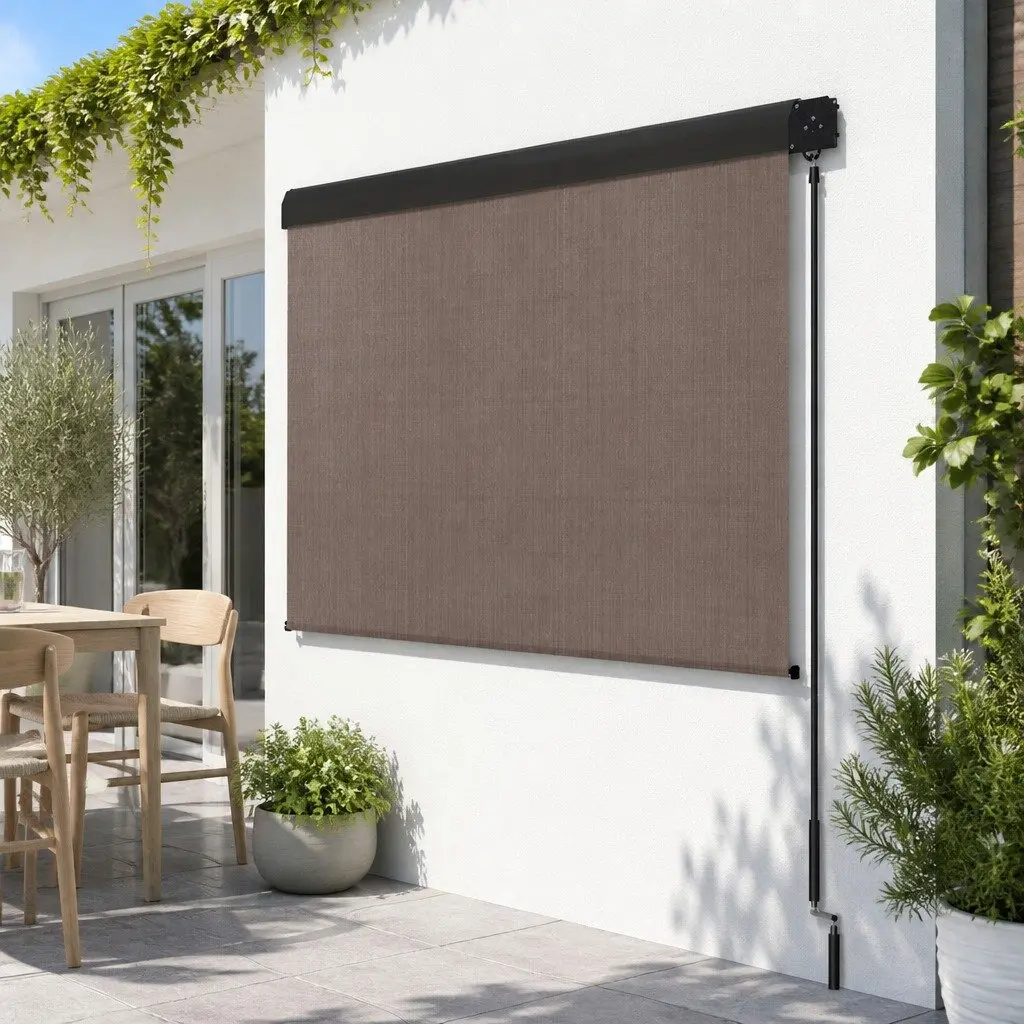 Outdoor Retractable Awning Roll Down Blind 3M x 2.5M Hand Crank Patio Shade