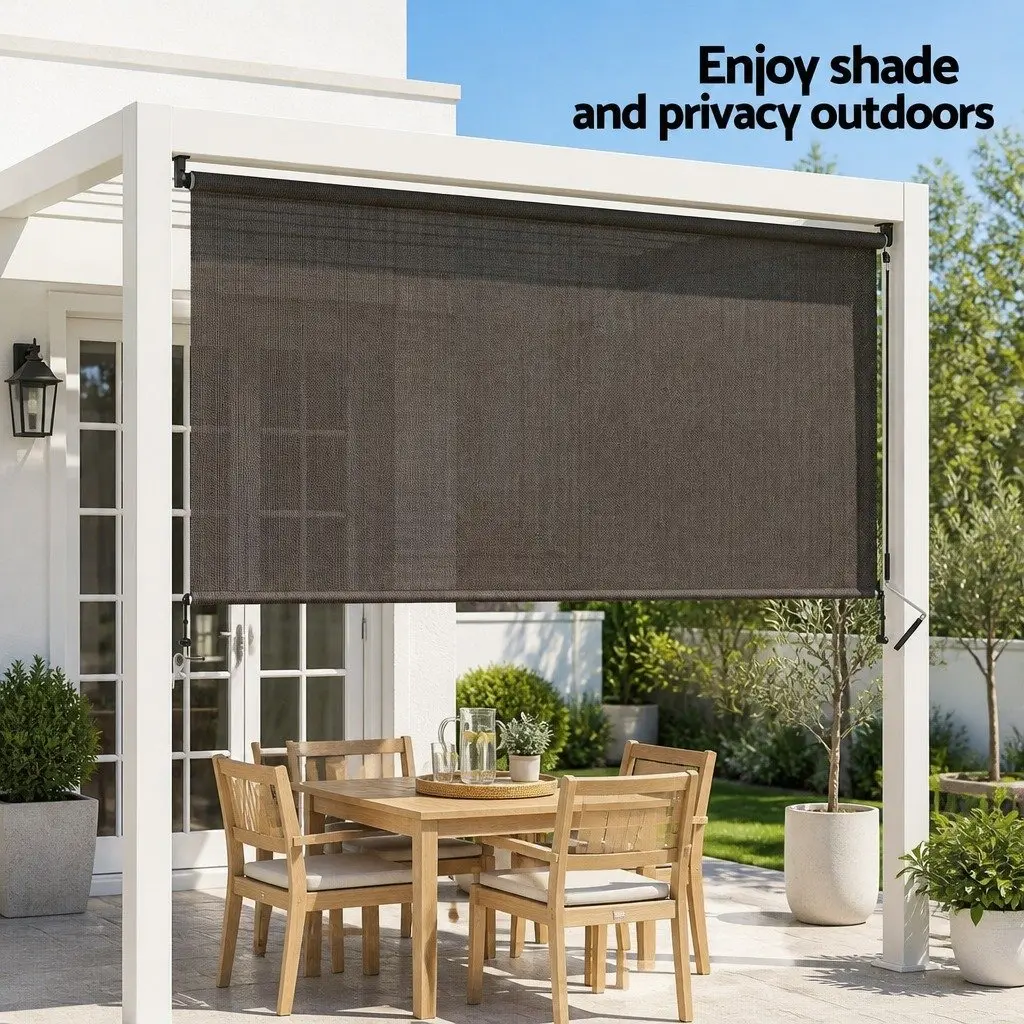 Outdoor Retractable Awning Roll Down Blind 3M x 2.5M Hand Crank Patio Shade