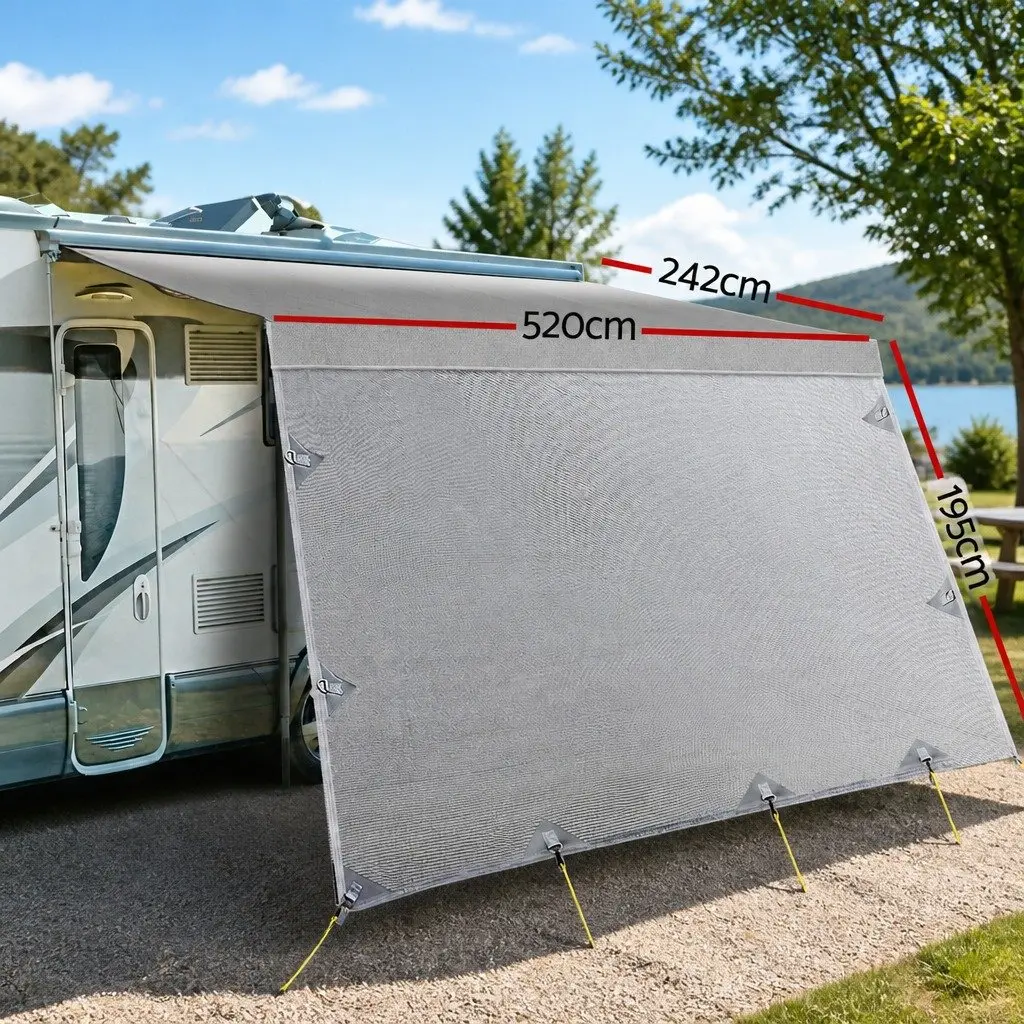 Caravan RV Awning Fabric Privacy Screen 18ft Roll Out Sun Shade Grey 5.2M