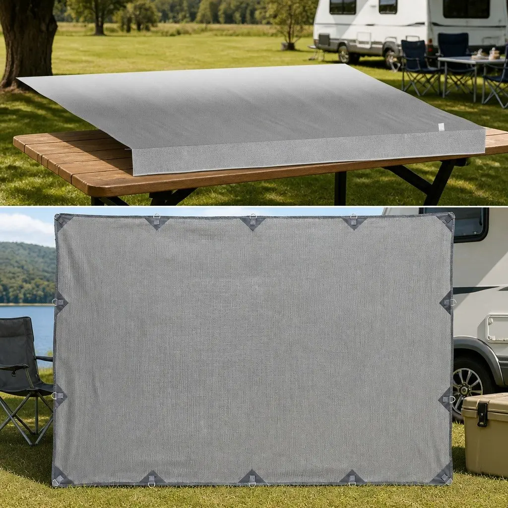 Caravan RV Awning Fabric Privacy Screen 18ft Roll Out Sun Shade Grey 5.2M