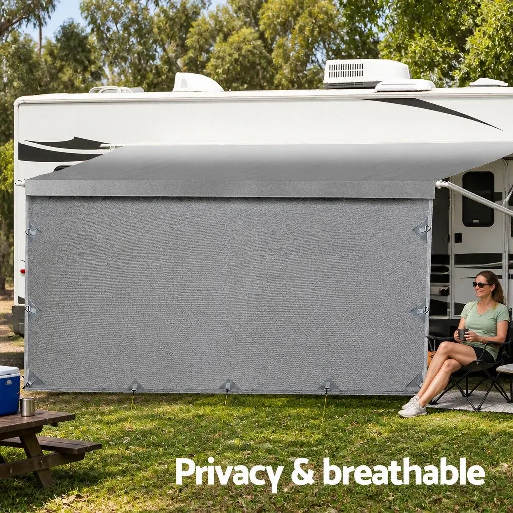 Caravan RV Awning Fabric Privacy Screen 18ft Roll Out Sun Shade Grey 5.2M