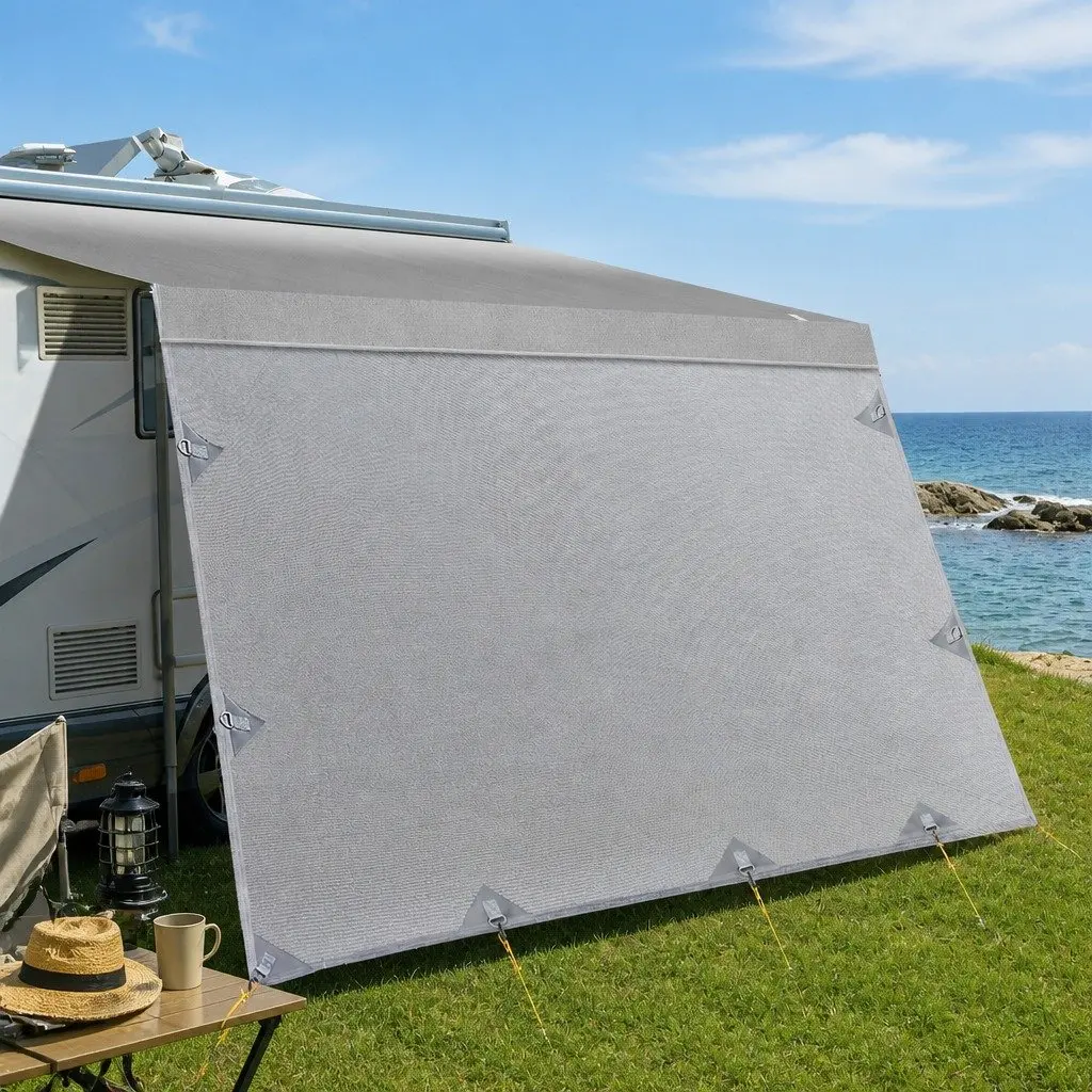 Caravan RV Awning Fabric Privacy Screen 18ft Roll Out Sun Shade Grey 5.2M