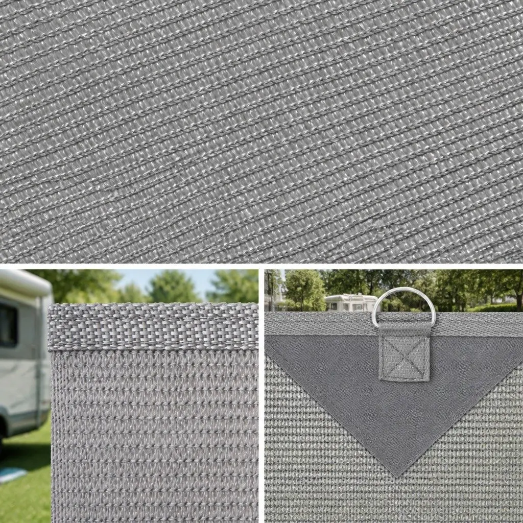 Caravan Privacy Screen Roll Out Awning End Wall Side Sun Shade 3.4x1.95M Grey