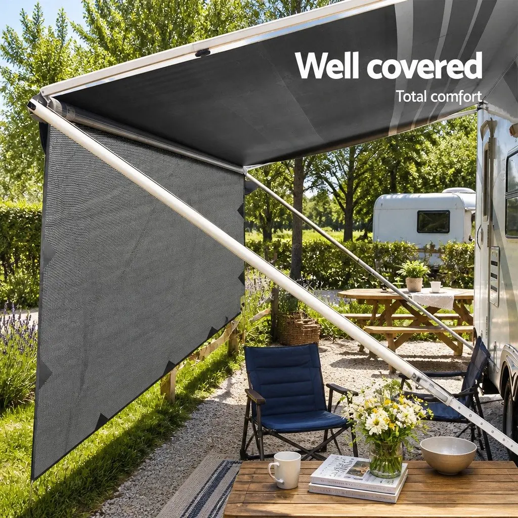 Caravan Privacy Screen Awning Outdoor 4M x 1.95M Grey