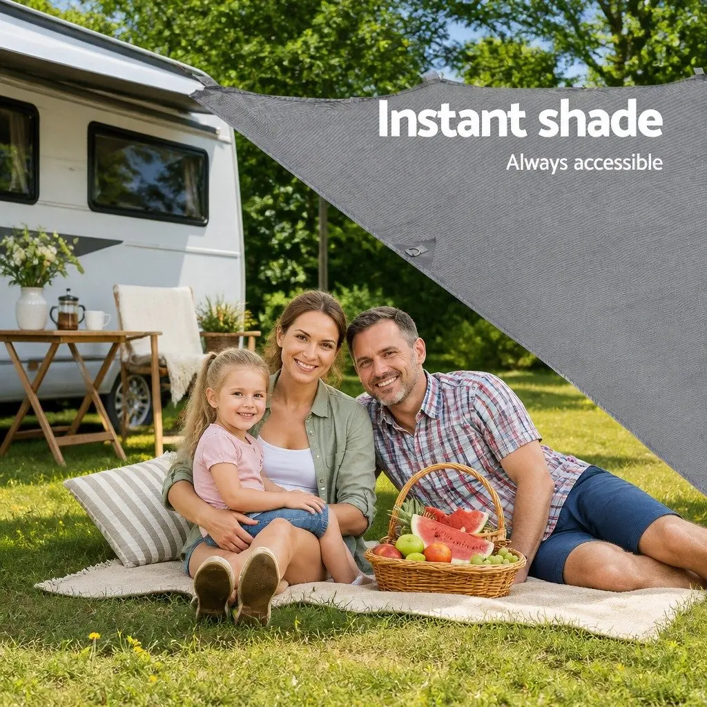 Caravan Privacy Screen Awning Outdoor 4M x 1.95M Grey