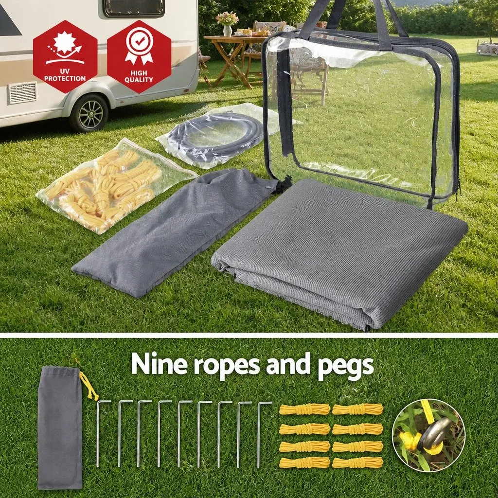 Caravan Privacy Screen Awning Outdoor 4M x 1.95M Grey
