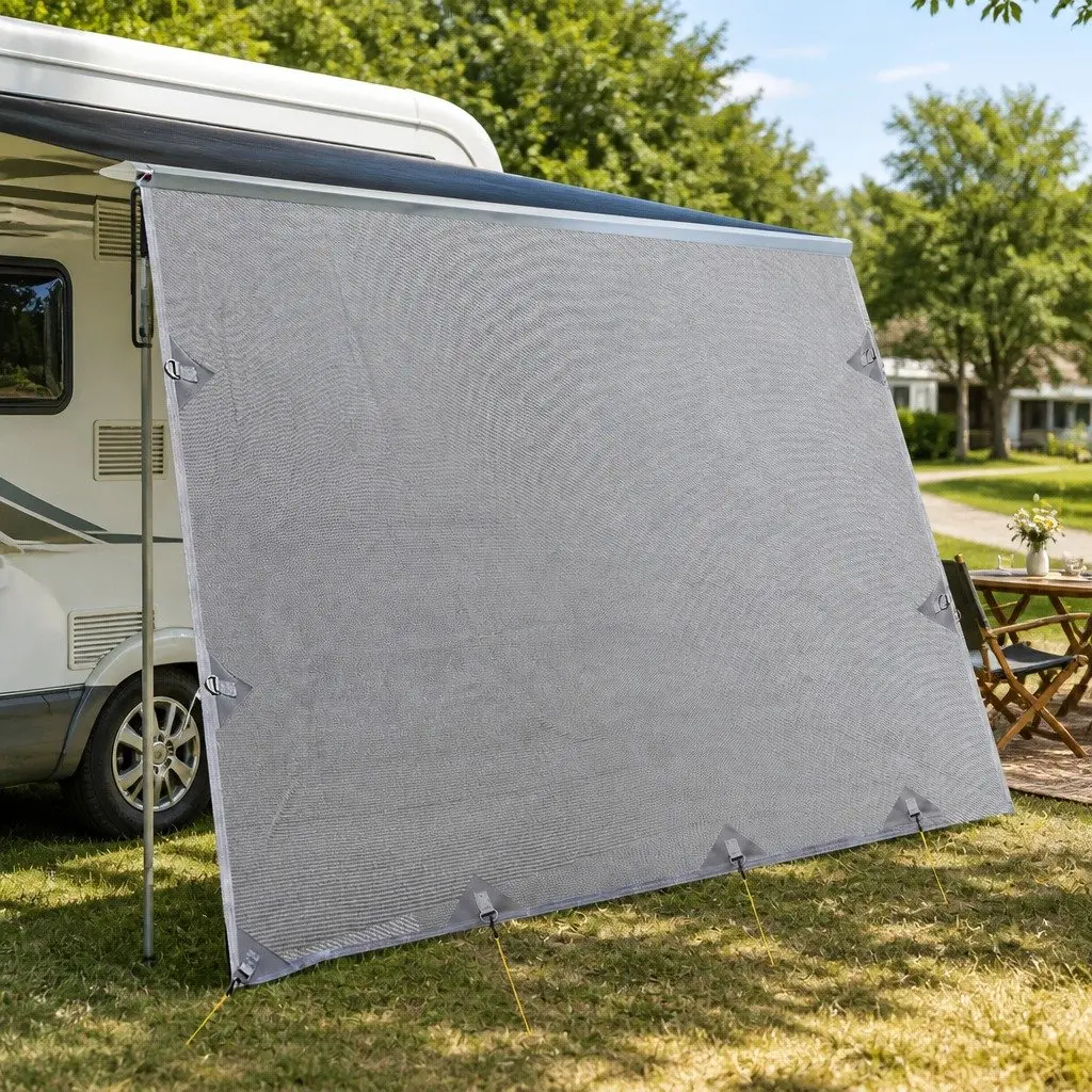 Caravan Privacy Screen Awning Outdoor 4M x 1.95M Grey