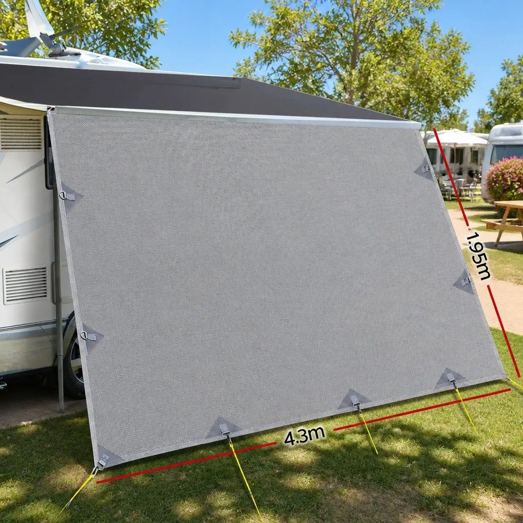 Caravan Privacy Screen Side Sun Shade 4.3 x 1.95M Grey