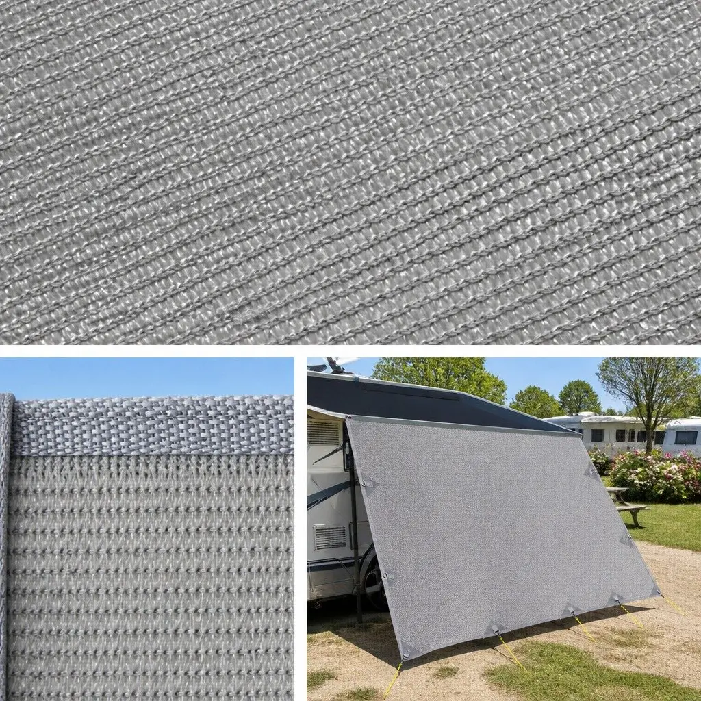 Caravan Privacy Screen Side Sun Shade 4.3 x 1.95M Grey