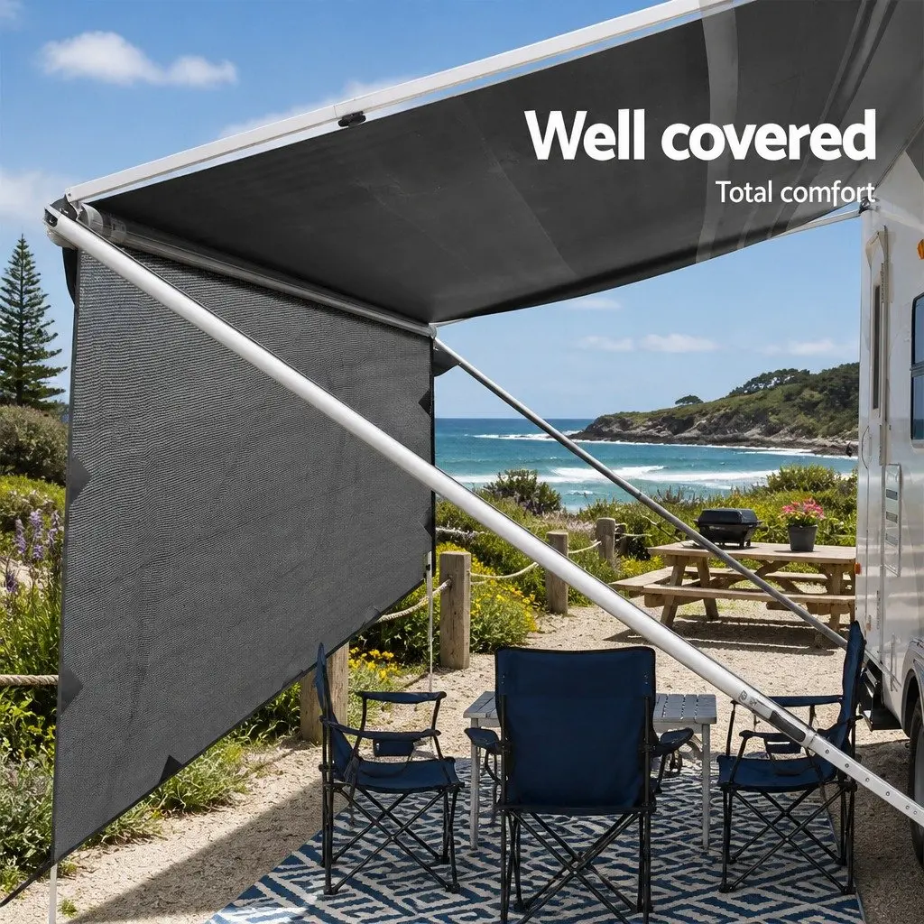Caravan Privacy Screen Side Sun Shade 4.3 x 1.95M Grey