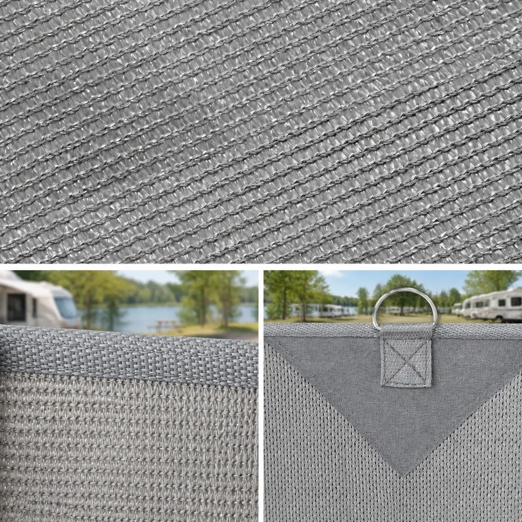 Caravan Privacy Screen Roll Out Awning 4.6x1.95M End Wall Side Sun Shade Grey