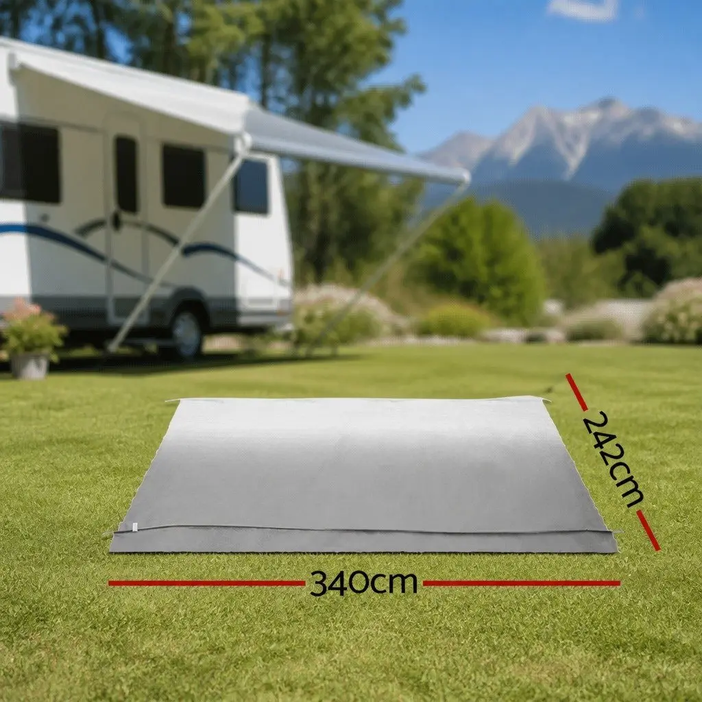 Caravan Awning Replacement Fabric Outdoor 12ft x 8ft Grey
